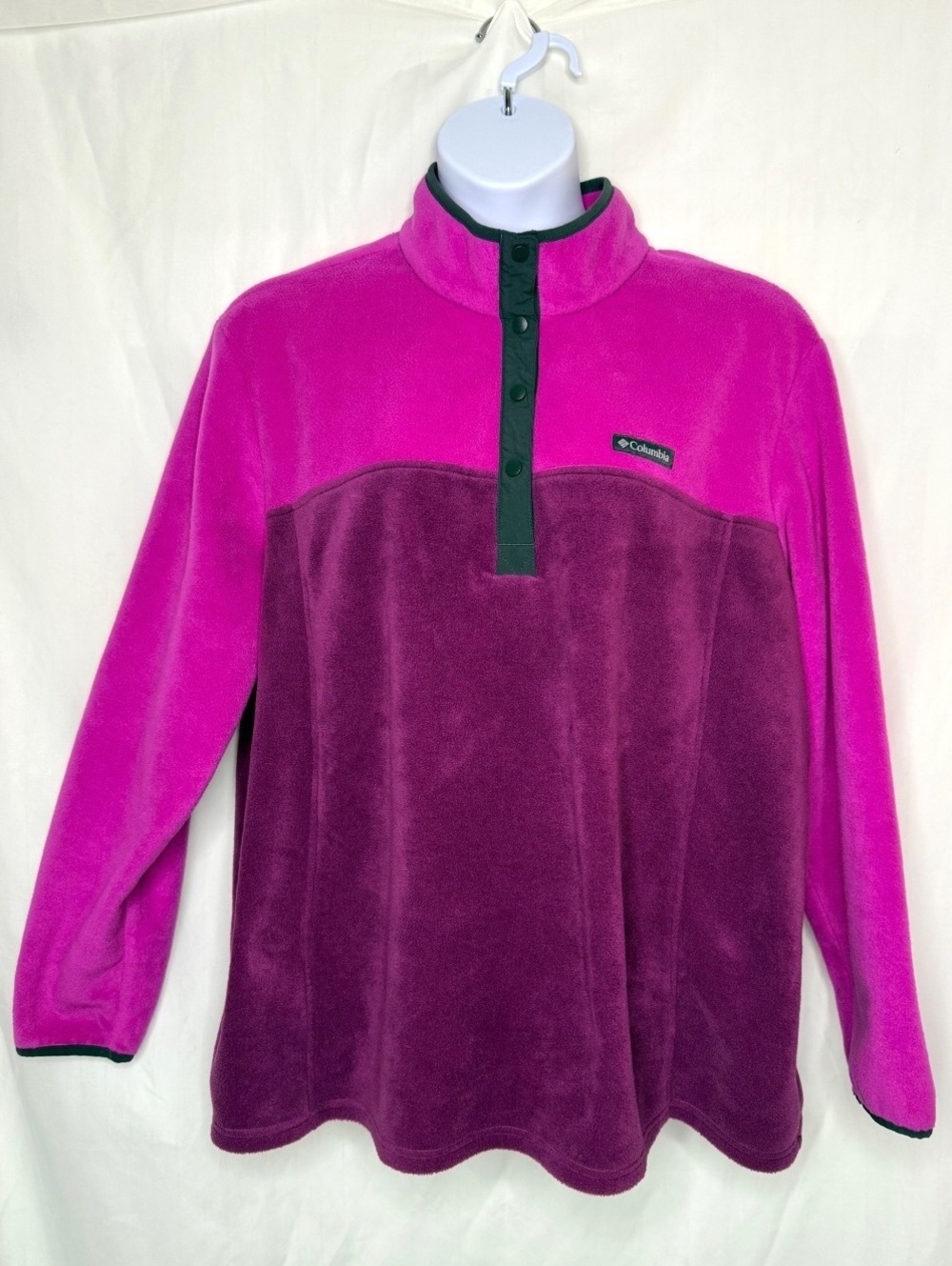 Columbia Pink Purple Two Tone Fleece Snap Pullover Henley 3X